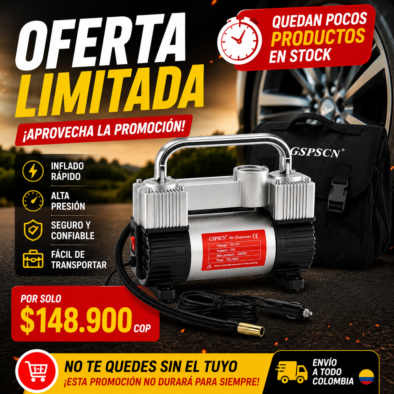 Compresor Doble cilindro Portatil
